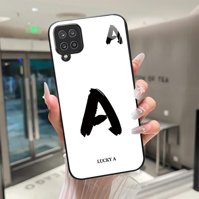 Чехол для телефона Samsung A 12 M12 F12 Чехол со счастливыми инициалами для Samsung Galaxy A12 M F 12 Закаленное стекло Мягкий ТПУ Funda