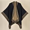 Shawl Imitation Cashmere Knitted Scarf Split Fork Oil Painting Cape Cloak Outside