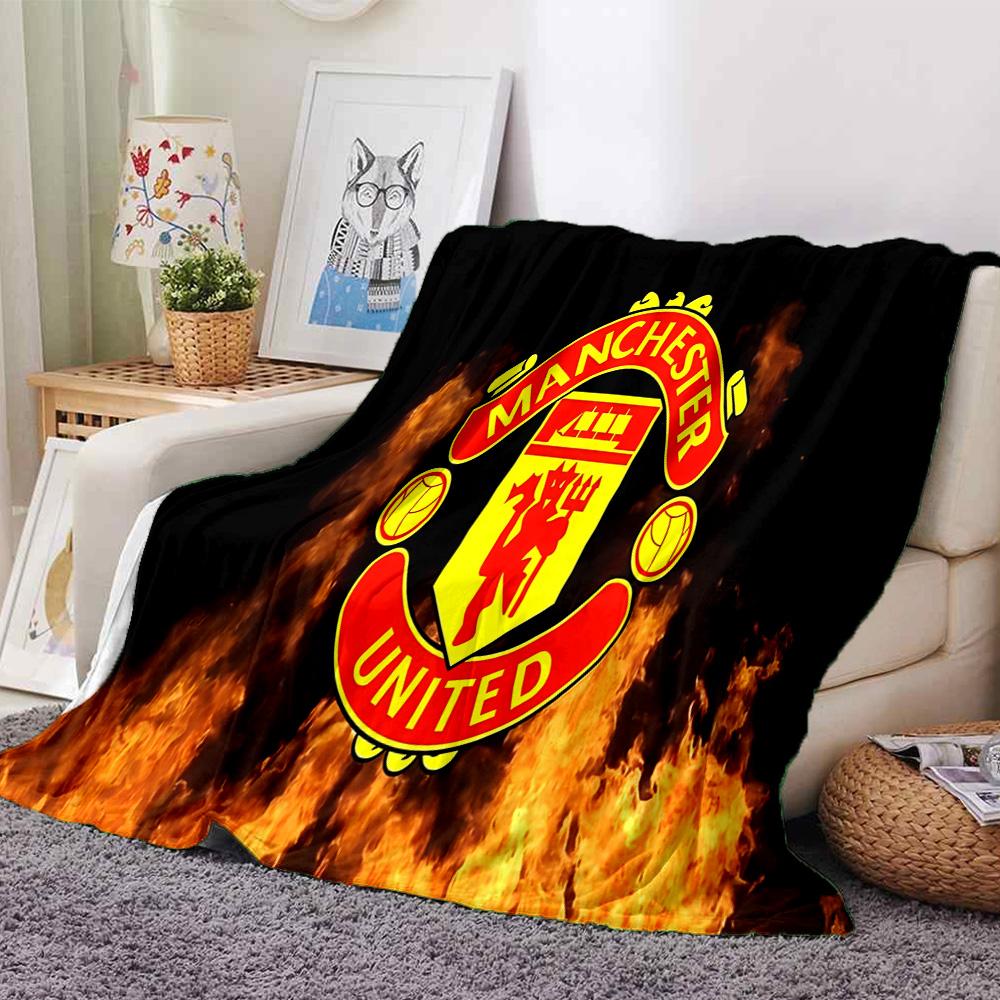Manchester Crest Flannel Blanket, Soft Polyester, Modern Design, All-Season for Camping, Travel, Gifts for holidays or birthdays