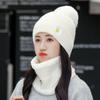 Зимний вязаный шарф, комплект шапок, толстые теплые шапочки Skullies, шапки для женщин, уличные велосипедные шапки для катания на лыжах, шапки-трубки, кольца для шарфа