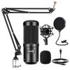 Aokeo USB Microphone, Condenser Microphone, PC Microphone Set (with Pop Filter and Arm Stand), 192KHZ/24BIT PC Microphone, Suitable for Recording, Liv