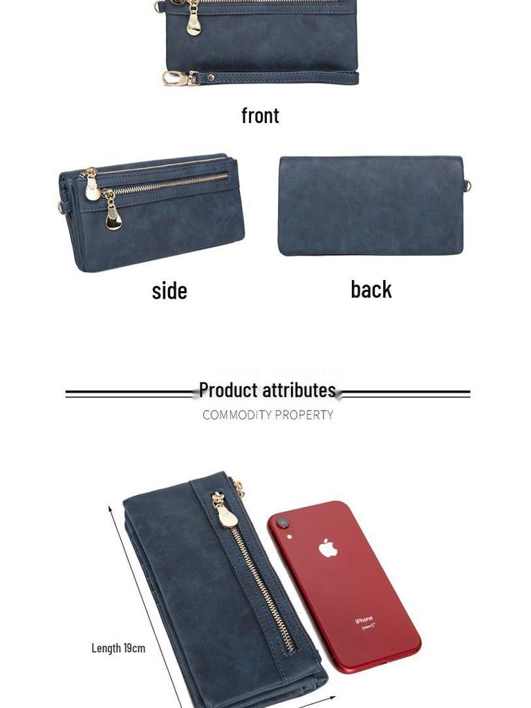 Women's Frosted Retro Long Wallet - Korean Style Multifunctional Clutch and Coin Purse