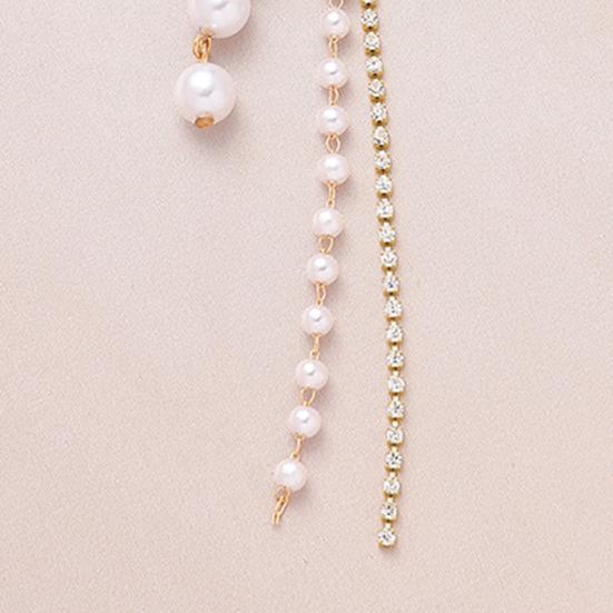 1 Pair Dangle Earrings Long Tassels Faux Pearls Jewelry Exaggerated Cubic Zirconia Earrings for Daily Wear