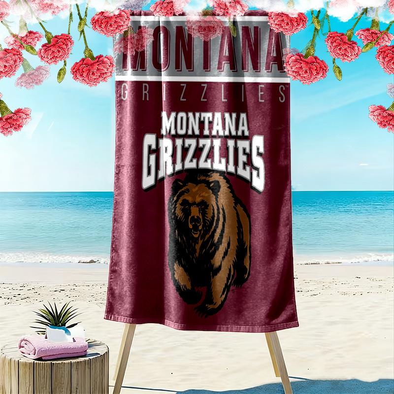 Пляжное полотенце с принтом Montana Grizzlies, Большое, Мягкое, Быстросохнущее, для Пляжа, Кемпинга, Плавания