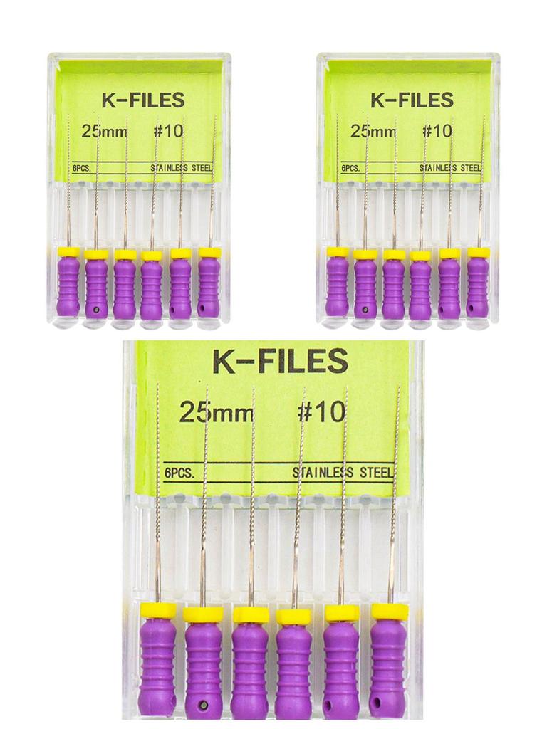 3boxes,6Pcs/Box Dental K Files 21mm/25mm Hand Use Files Stainless Steel Root Canal Files Dentistry Endodontic Instruments