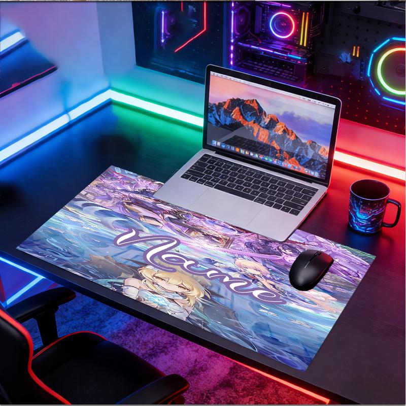 Custom Name Personalized Genshin Impact Pattern Mousepad, Laptop PC Desk Mat, Decorative Desk Mat for Home Keyboard Pad Gift