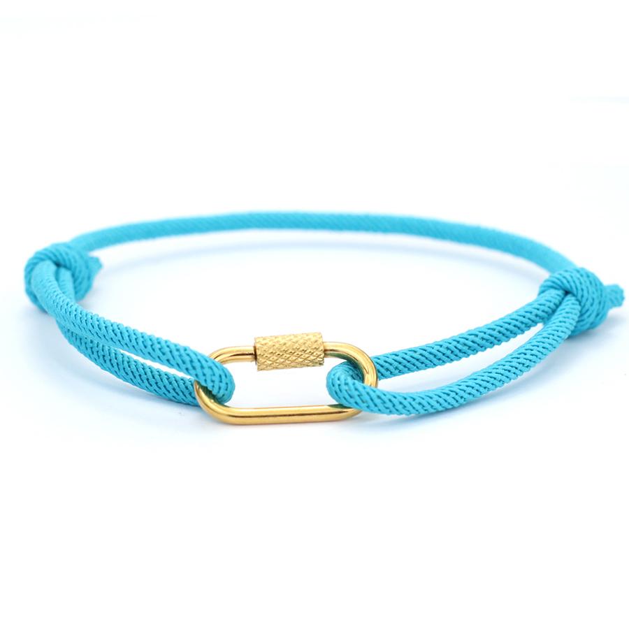 Fashion Men String Bracelet Gold Color Stainless Steel Mountaineering Buckle Outdoor Rescue Cord Chain Braslet Pulseria Hombre