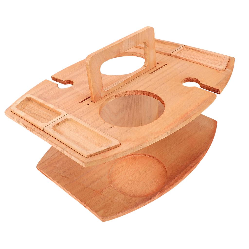 Wooden Picnic Table with Glass Holder Portable Wine Picnic Tray for Outdoor Easy To Disassemble