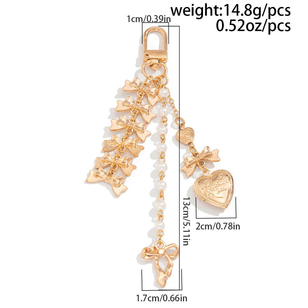 Персиковый сердечко цепочка для ключей с жемчугом галстук-бабочка тесьма сумка подвески милый крутой стиль держатель для ключей маленький свежий женский ежедневный ювелирный аксессуар