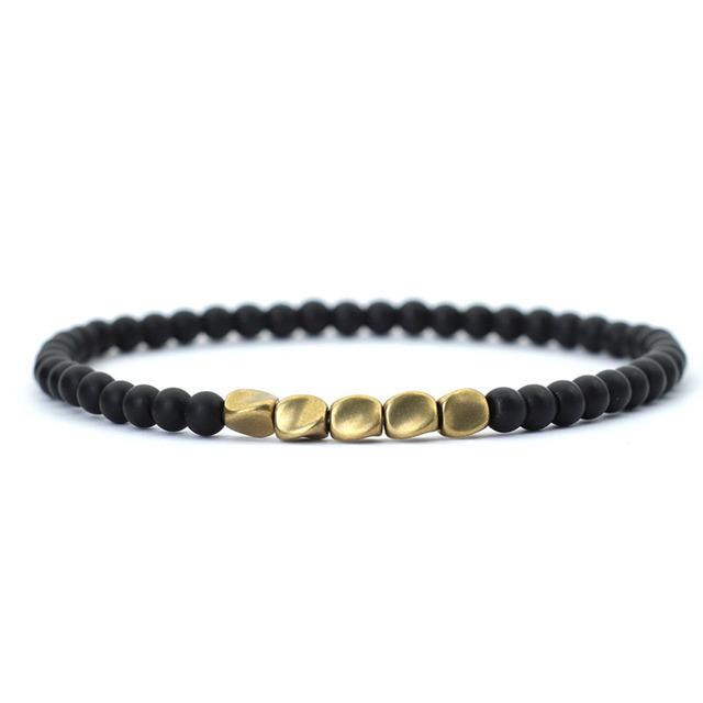 Новый мужской браслет 4 мм, нерегулярные медные бусины, браслет, минималистичный браслет из черного оникса, браслет Pulsera Hombre, подарок для него, Joias