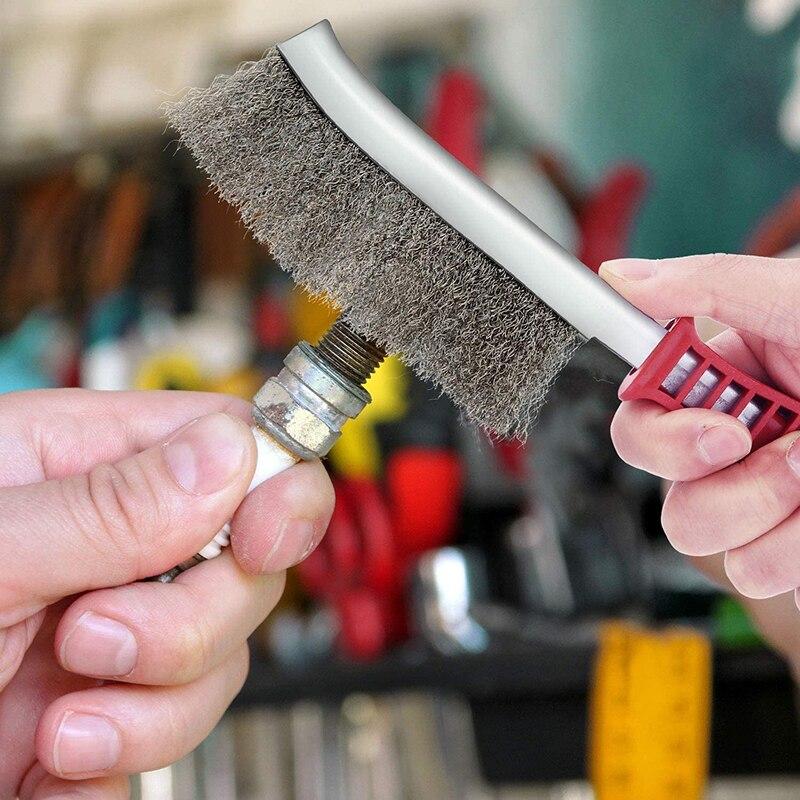 Набор из 3 щеток из нержавеющей стали с эргономичными пластиковыми ручками для чистки решетки барбекю и удаления ржавчины