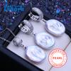 Baroque Natural Freshwater Pearl Jewelry Sets For Women Silver Color Big Pearl Pendant Necklace Long Earrings Birthday Gift