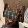 High-end, Versatile Retro and Fashionable Plaid Commuting Bag for Women New Simple Contrasting Color One-shoulder Crossbody Bag