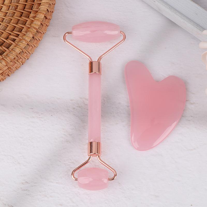 2 шт. Массажер для лица и шеи, роликовый резиновый скребок для красоты, двухсторонняя массажная палочка для разблокировки и расслабления, не розовый нефрит