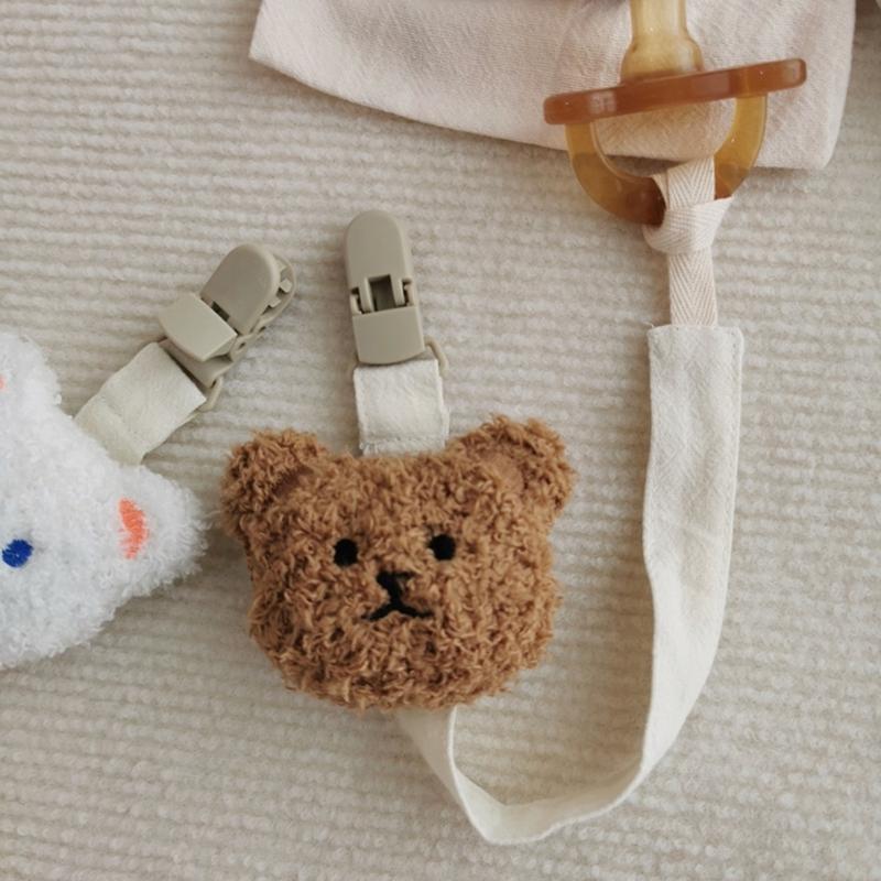 Цепочка для соски, плюшевая подвеска, держатель-клипса для соски, мягкий плюшевый медведь, подвесные украшения для кроватки, аксессуары для детской соски