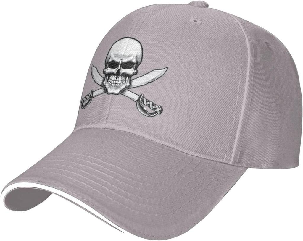 Pirate Skull Cross Swords Blue Baseball Cap Polyester Casual Sun Protection Adult Unisex
