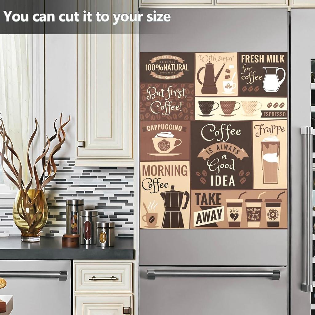 Кофейные темы Дизайн кафе Посудомоечная машина Магнит Чехол Магнитная наклейка Крышка дверной панели посудомоечной машины Магнит для холодильника Лист с наклейками Декор для кухни