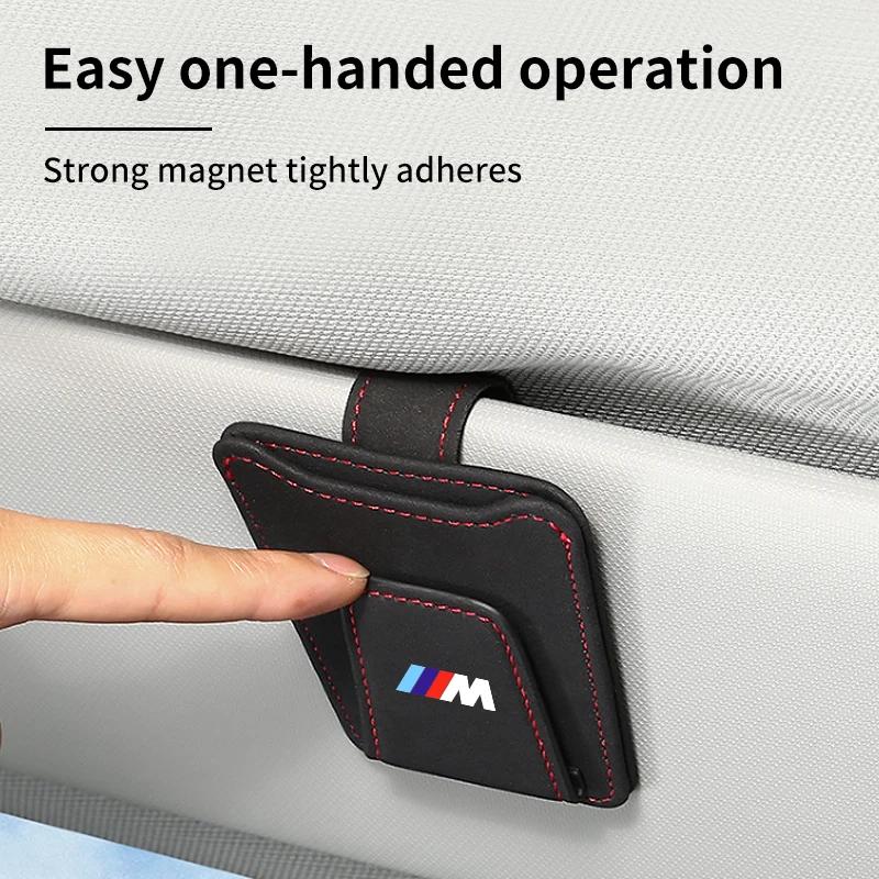 BAAL1 New 2025 Car Glasses Clip Sun Visor Card Glasses Holder Cars Accessories For BMW Motorsport X1 X3 X5 E39 E46 E90 F20 E60 F30 E36