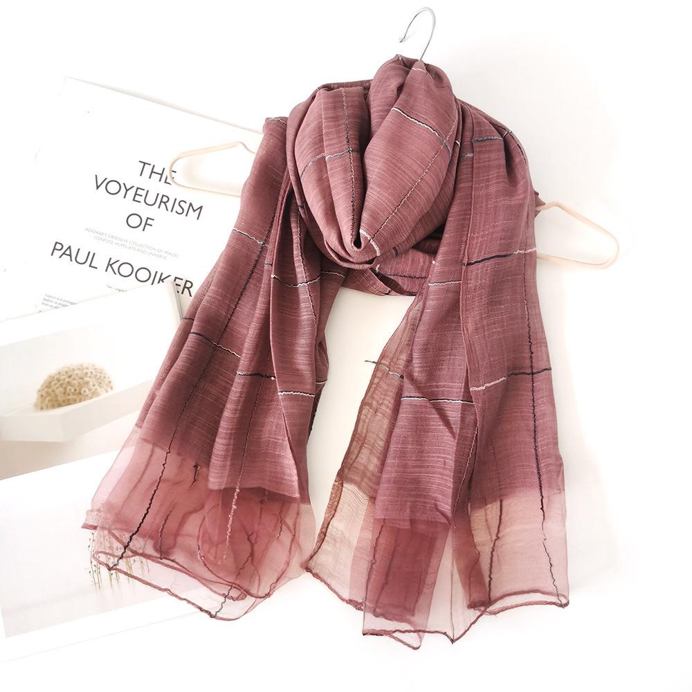 Новый весенне-летний элегантный шелковый шарф женский клетчатый шарф женский платок шарф