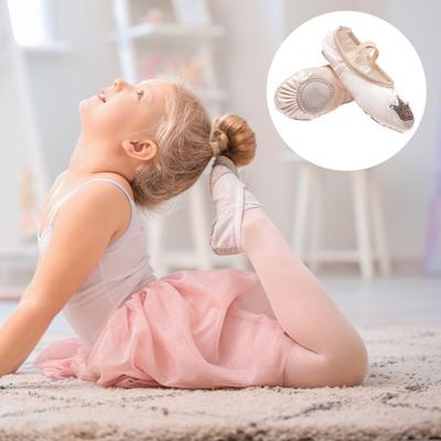 1 пара балеток для девочек, мягкие блестки с короной, противоскользящая эластичная лента из искусственного шелка, дышащие, износостойкие, для малышей, больших детей, для танцев