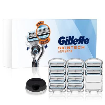 Бритвенные лезвия Gillette 2024 Skintech 10 шт. + подставка для бритвы, 1 комплект, корейское бритвенное лезвие