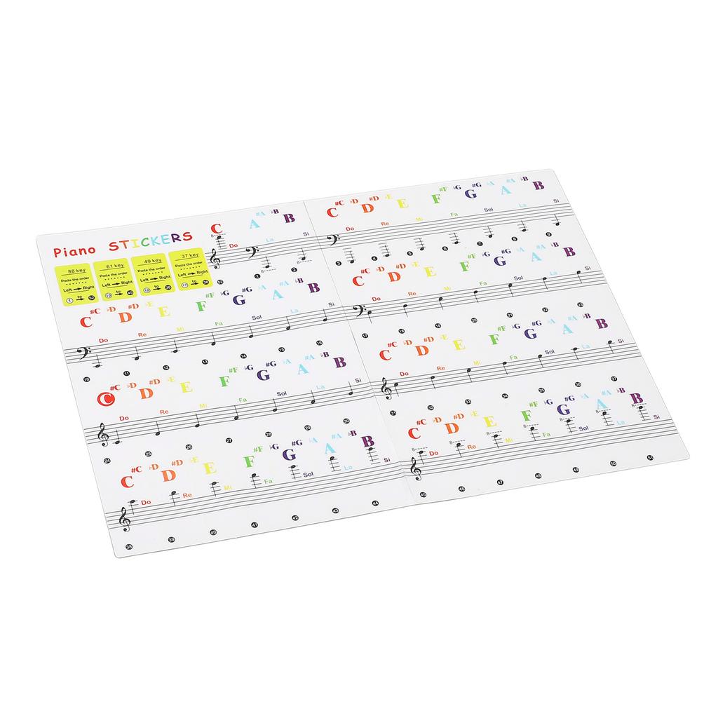 Piano Keyboard Stickers Multipurpose Removable Transparent Piano Keyboard Note Labels for 88 61 49 3