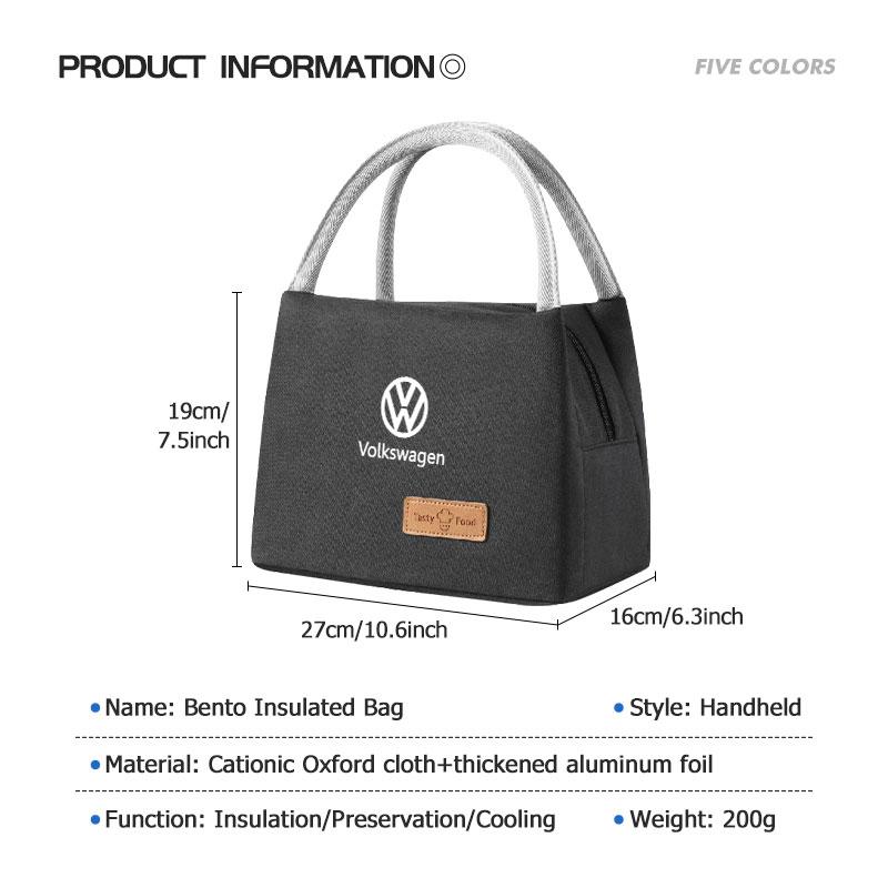 For Volkswagen VW Lunch Box Insulation Bag Picnic Case Food Organizer Bento Scirocco Jetta Beetle Golf 4 5 6 Passat Polo B5