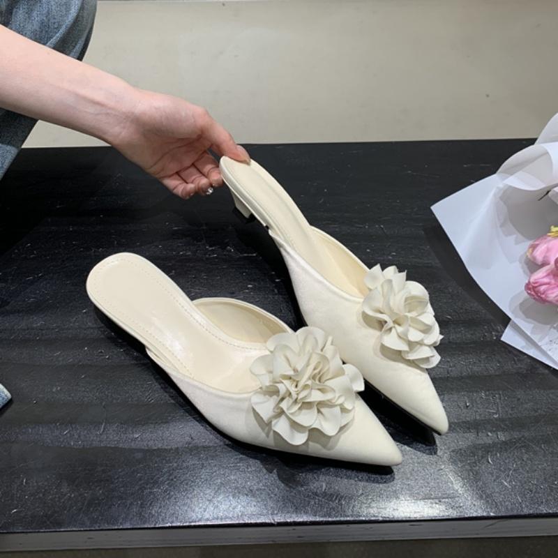 Мода Bailamos Мода Сексуальный Цветочный Острый Носок Тонкий Низкий Каблук Туфли-Лодочки Женские Элегантные Свадебные Мюли Обувь Слипоны Тапочки Zapatos De Muje
