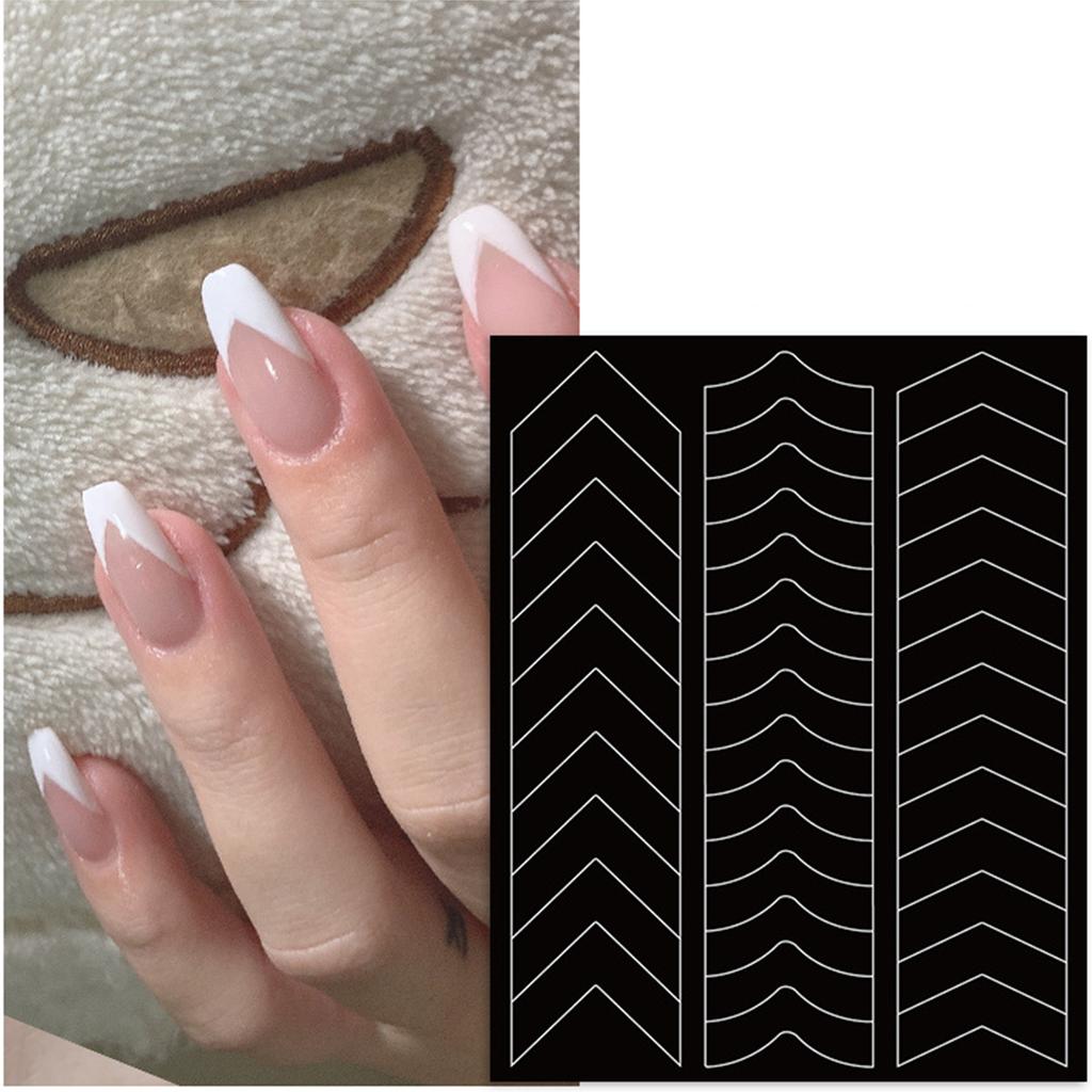 French Manicure Nail Art Stickers Self-Adhesive Nail Tips Guides for DIY Decoration French Tip Nail Guides Stencil Tool