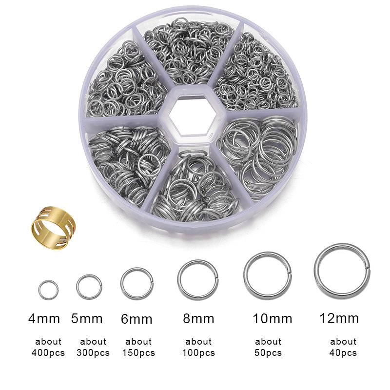 1040 шт. Коробка Железные соединительные кольца для DIY украшений ручной работы - Одинарные / Закрытые кольца