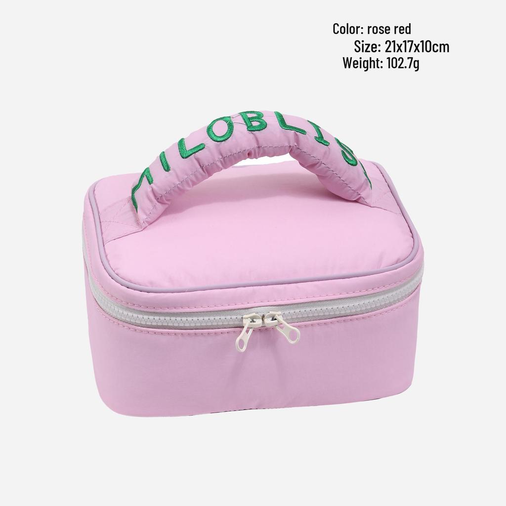 Korean Style Pastel Cotton-Filled Handbag Cosmetic & Travel Wash Bag