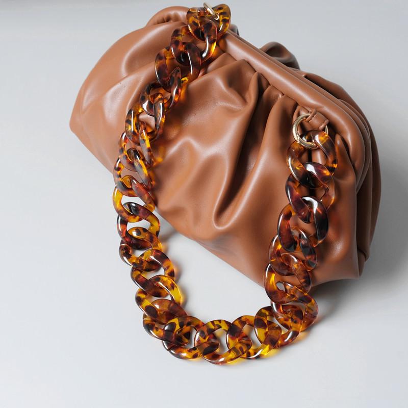 New Fashion Woman Handbag Accessory Chain Amber Leopard Acrylic Resin Chain Luxury Strap Women Clutch Shoulder Purse Chain