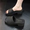 Fashion Thick Sole Heels Slippers Women's Summer Slope Heel Elevated Beach Anti Slip Sandals Female Home Indoor Matsuke Slippers