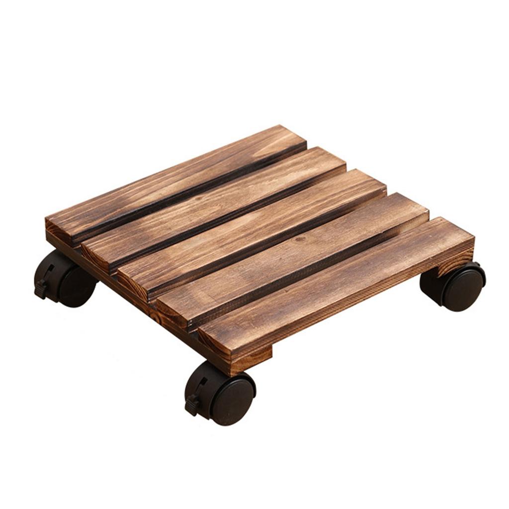 Квадратные цветочные горшки из цельного дерева, держатель из дерева с колесами, основание для кашпо из цельного дерева, мобильное основание для кашпо для внутреннего и наружного использования