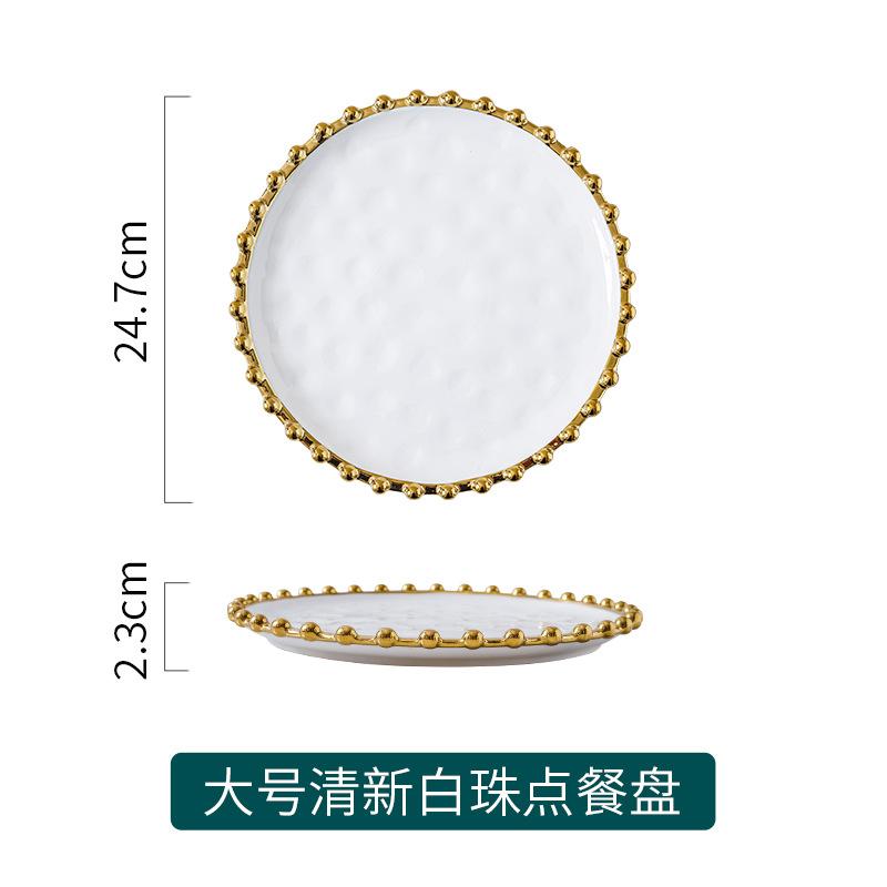 Creative Gold Pearl Ceramic Dinner Plate Luxury Breakfast Dessert Fruit Plate Kitchen Cutlery Steak Pasta Dishes Home Decor New