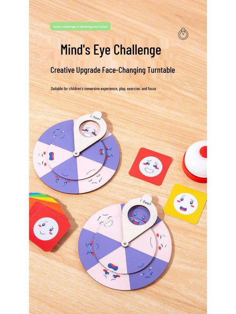 Деревянная игра-головоломка с вращающимся диском для изменения выражений лица для концентрации детей и раннего развития.