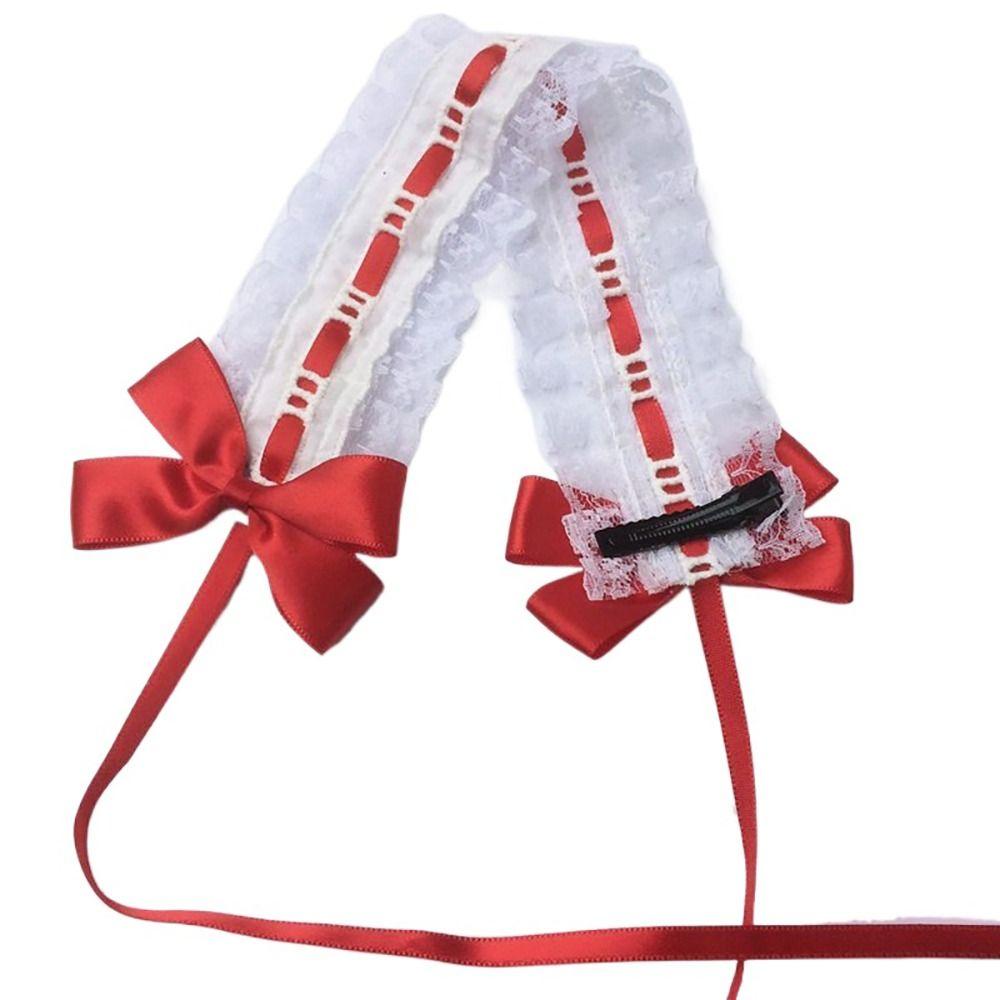 Многоцветная повязка на голову в стиле Лолиты с зажимами, милая кружевная повязка для волос, подарочный головной убор с бантом и лентой, женский головной убор