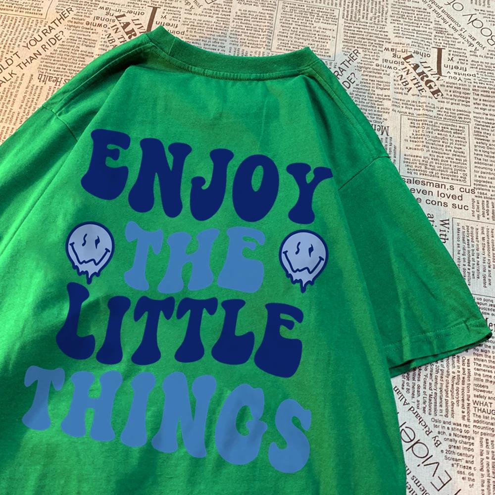 Наслаждайтесь маленькими вещами Письмо Мужская футболка Harajuku O-образный вырез футболки мультфильмы толстовка одежда мода личность мужская футболка