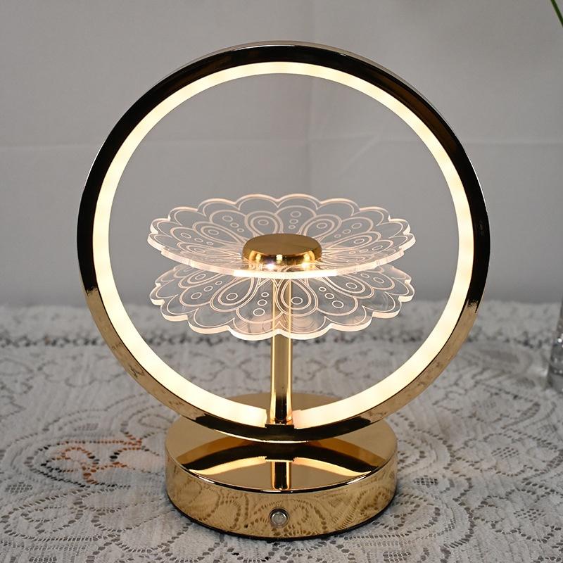 Chinese Style Table Lamp Bedroom Bedside Lamp Simple High-end Ornaments Creative Peony Small Night Light LED Decorative Built-in