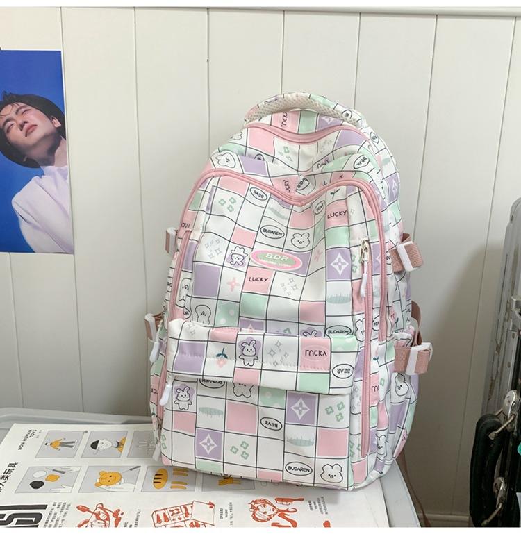 Школьная сумка женская корейская версия нового рюкзака большой емкости с мультяшным принтом для старшеклассников студентов колледжа свежая сумка через плечо