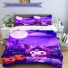 3pcs Halloween Night Kuromi's Spooky Castle Printed Duvet Cover Set (1 * Cover+2 * Pillowcase, Without Core), Suitable for Home Bedroom, Guest Ro