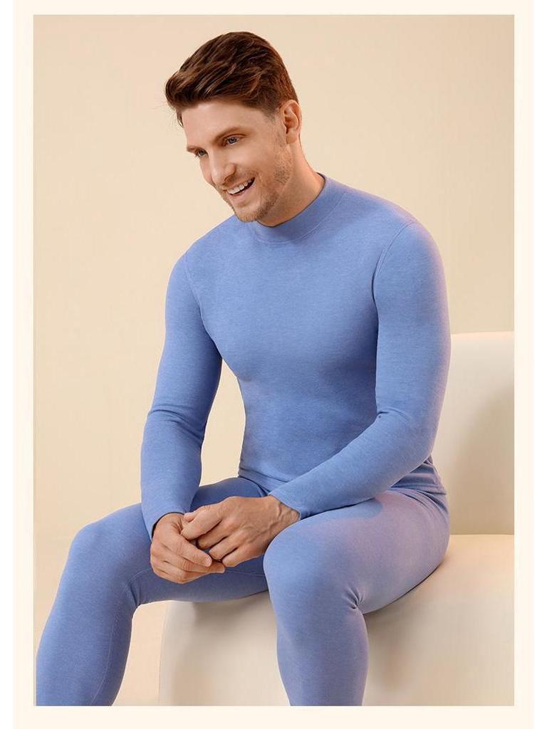Cashmere Silk Half Turtleneck Thermal Underwear Set: German Fleece, Mid-Neck, Autumn Wear with Velvet, Thickened for Couples.