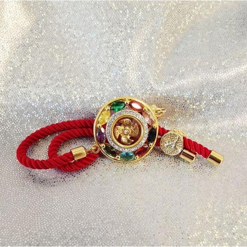Регулируемый тайский амулет с колесом удачи, мощный браслет удачи, браслет с колесом ветра, Радужный браслет, ювелирные изделия с поворотом удачи