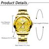 JewelryWe Formal Round Dial Analog Display Kuotsu Seibi Gold Men's Watch, Business, Watch, Fashion,