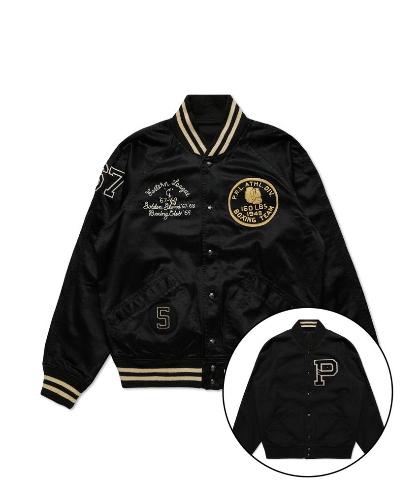 Polo Ralph Lauren [New York Boxing Club] Satin Varsity Reversible Jacket - Black