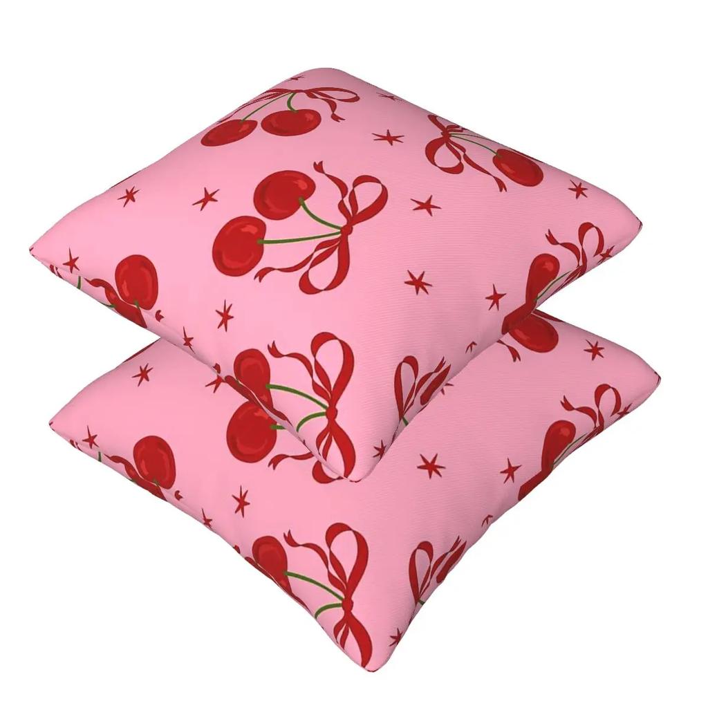 Cherry 2 Pcs Square Pillowcase Pillow Cover Cushion Zip Decorative Comfort Throw Pillow For Home Living Room