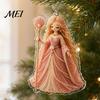 Goddess Shape Ornaments 2D Flat Acrylic Christmas Ornaments, Bead Embroidered Art Long Skirt Angel Pattern Pendant, Double-Sided Hanging Charm