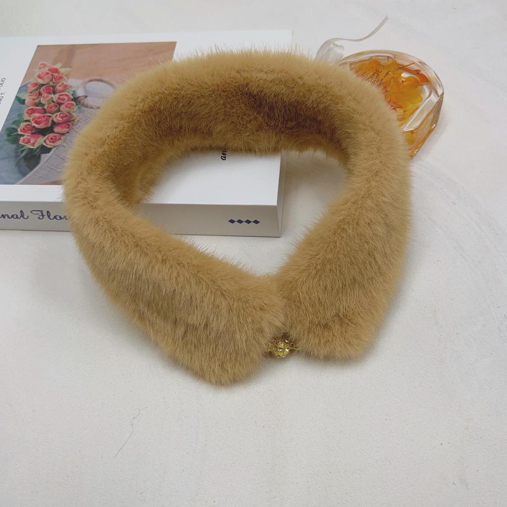 Double-Sided Faux Mink Fur Snood: Warm Plush Magnetic Buckle Scarf & Neck Protector for Women