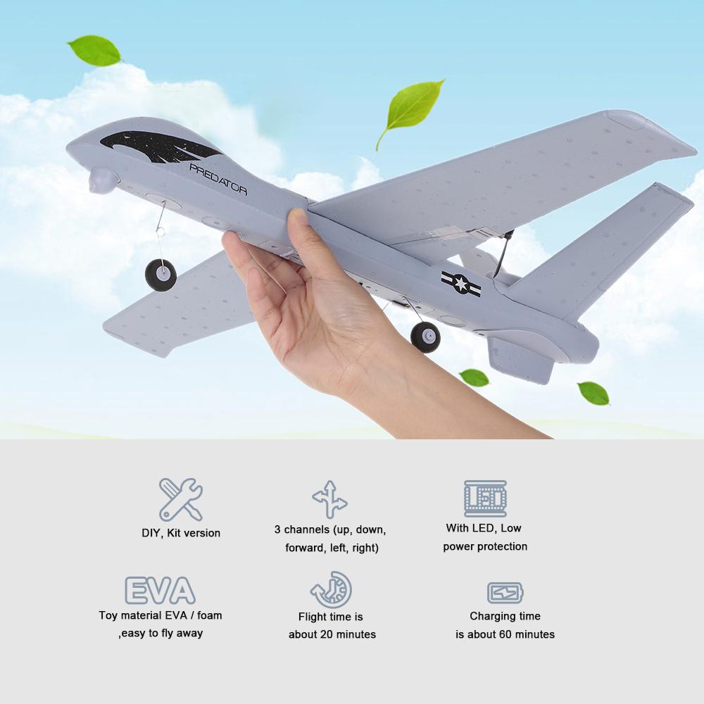 Z51 2.4G 2CH Хищник Пульт дистанционного управления RC Самолет 660 мм Размах крыльев Пена Ручной метательный планер Дрон DIY