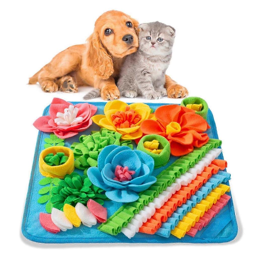 Snuffle Mat for Dogs, 15.4''*15.4'' for Small & Medium, Fleece Mentally Stimulating Toys for Dogs Cats Rabbits, Helps Control Eating Speed and Train S